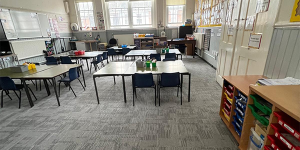 Carpet installation in a school classroom in London